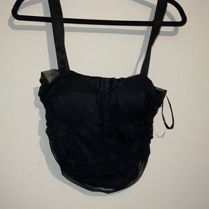 Windsor- Black Satin and Mesh Corset Top- Size Mediem